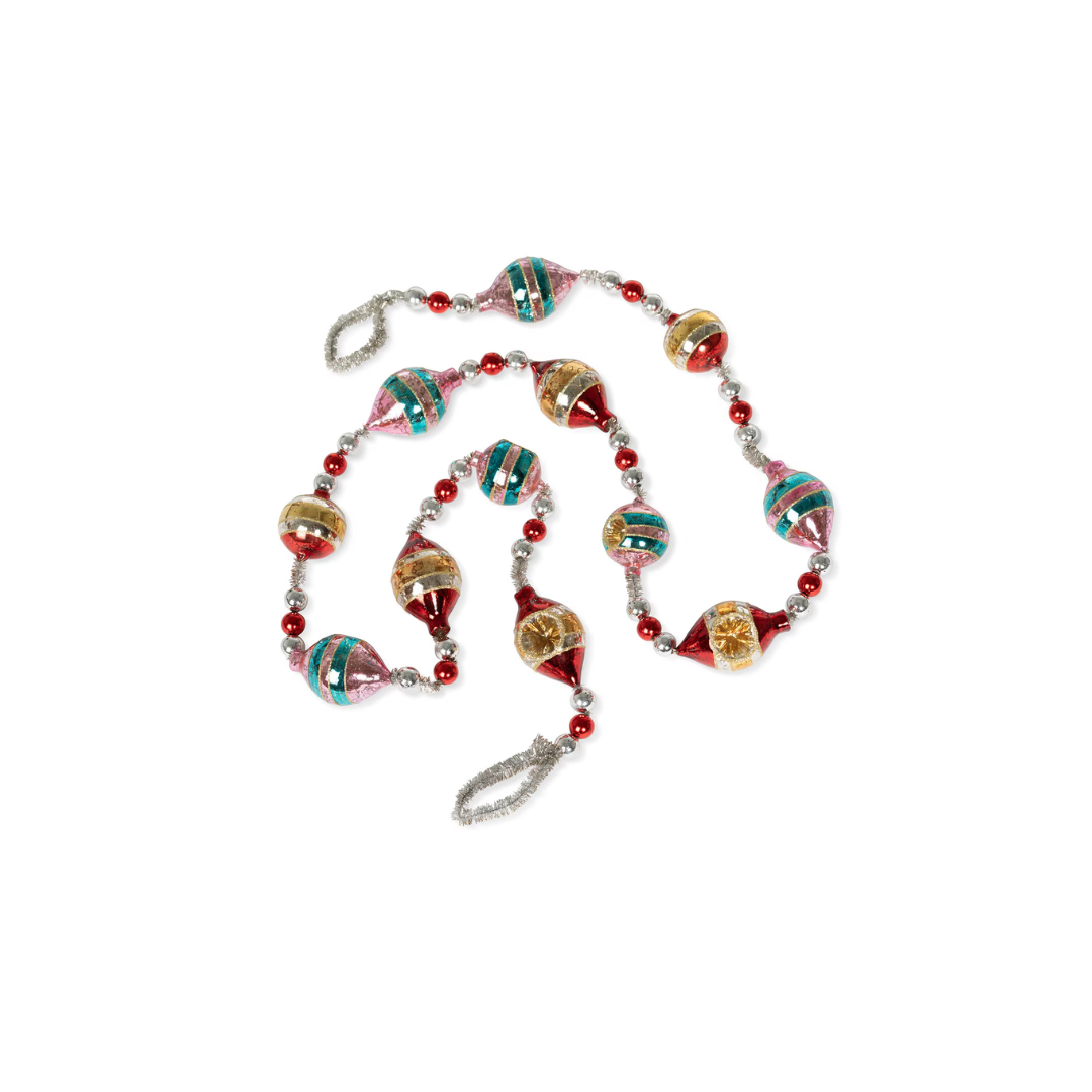 RETRO TINSEL AND GLASS FINIAL GARLAND