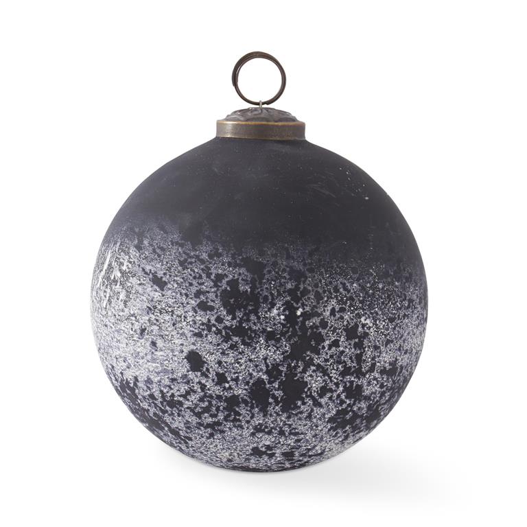 BLACK AND WHITE GLASS ORNAMENT