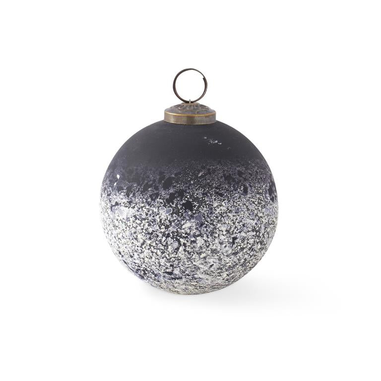 BLACK AND WHITE GLASS ORNAMENT