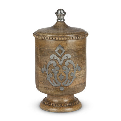 WOOD AND METAL DECANTER