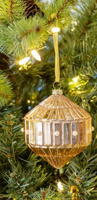 PLEATED PEARL EMBELLISHED GLASS ORNAMENT