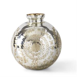 SILVER ETCHED BALL VASE