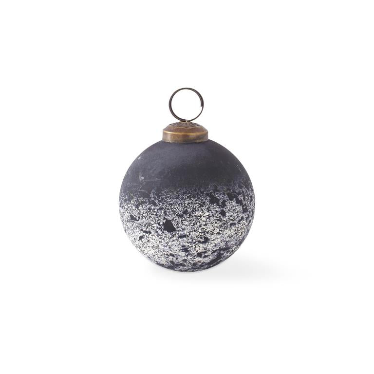 BLACK AND WHITE GLASS ORNAMENT