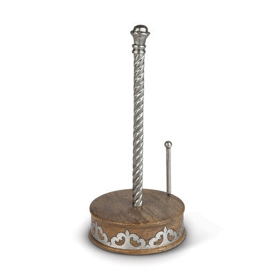 WOOD AND METAL PAPER TOWEL HOLDER