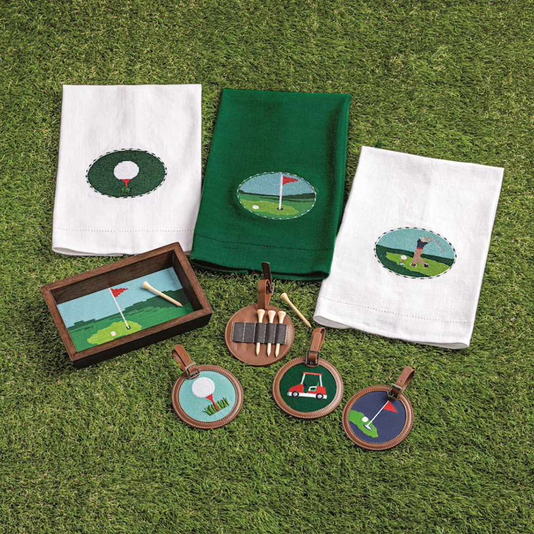 NEEDLE POINT GOLF TAGS