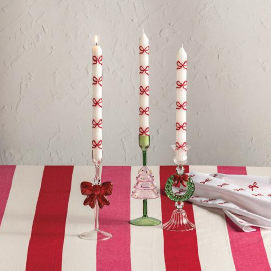 CHRISTMAS GLASS TAPER HOLDER