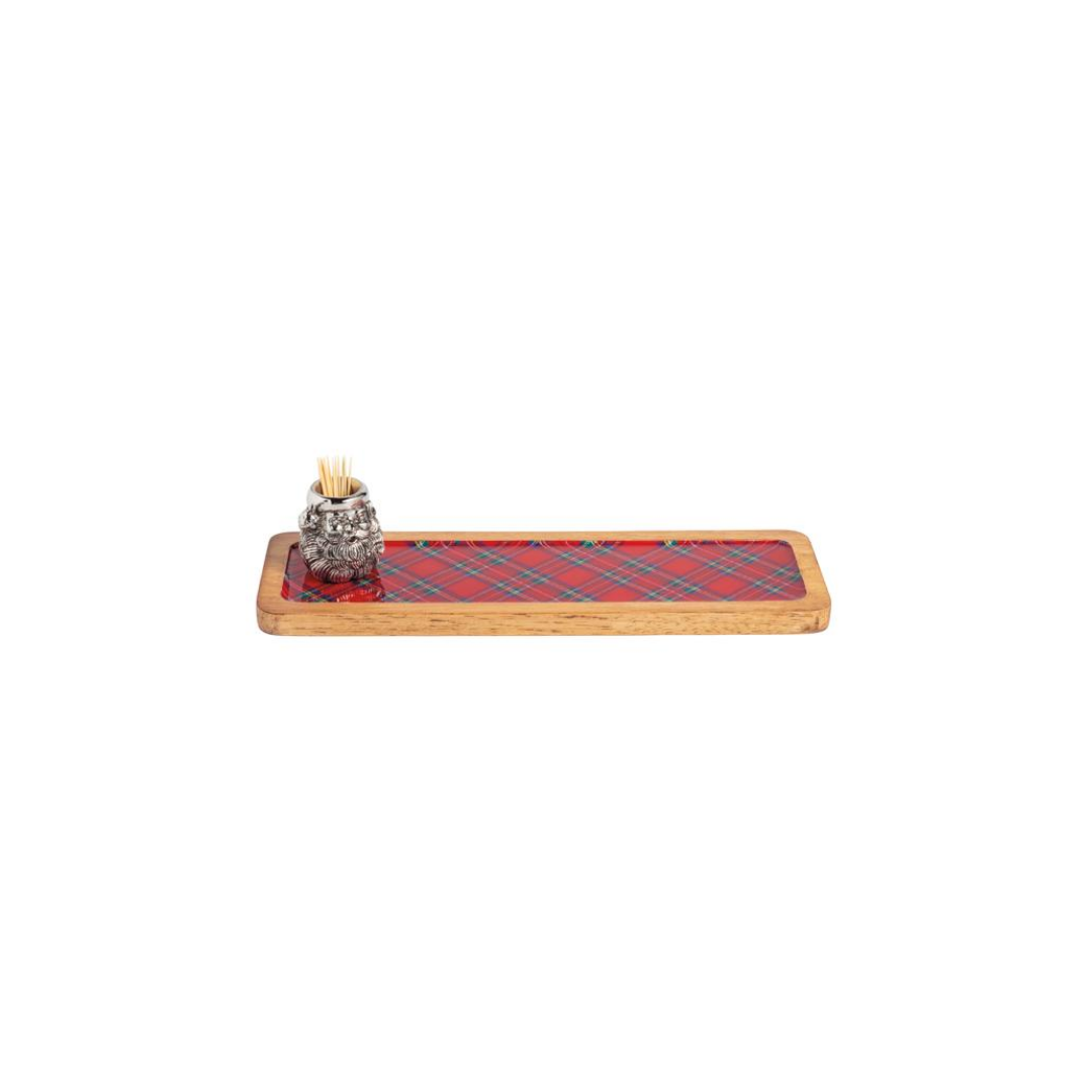 SANTA TARTAN BOARD AND TOOTHPICK HOLDER
