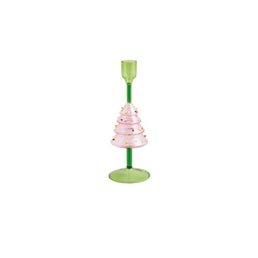 CHRISTMAS GLASS TAPER HOLDER