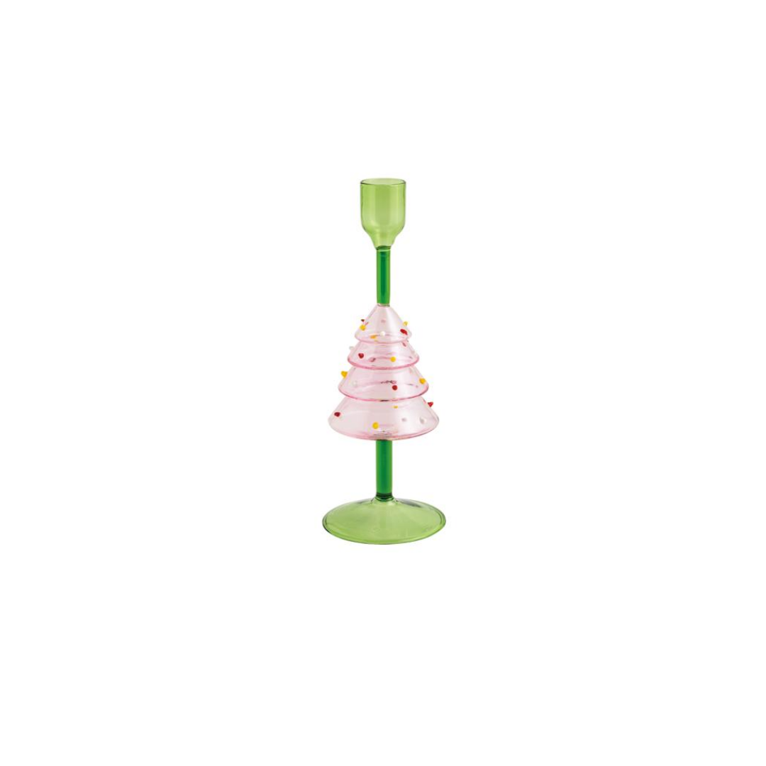 CHRISTMAS GLASS TAPER HOLDER