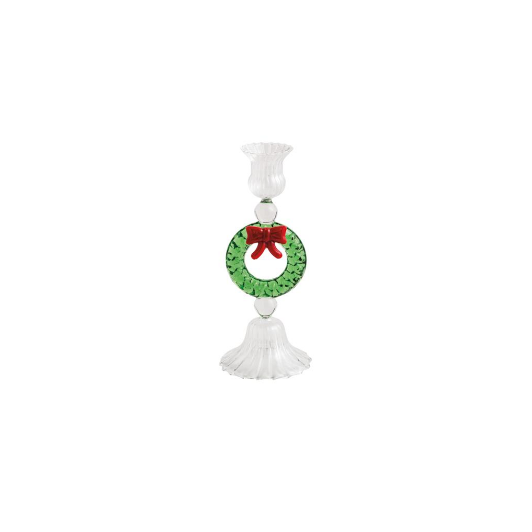 CHRISTMAS GLASS TAPER HOLDER