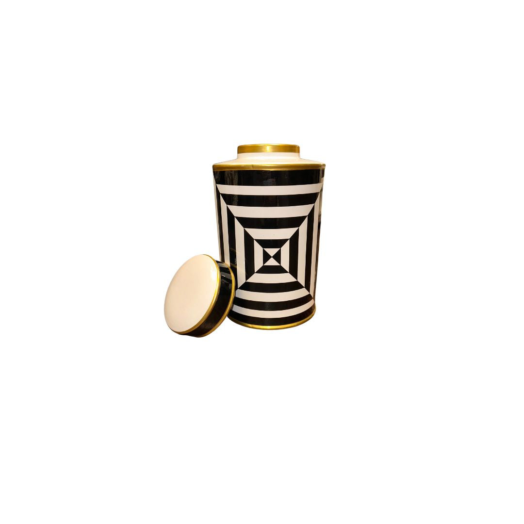 BLACK AND WHITE CANISTER