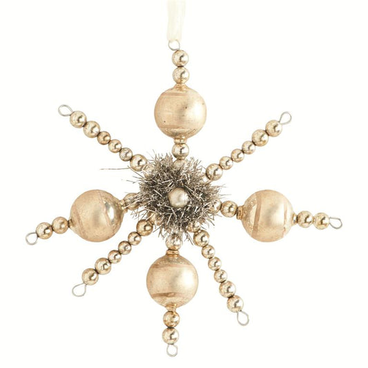BEADED TINSILED SNOWFALKE