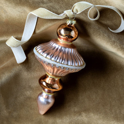 JEWELED BLUSH GLASS ORNAMENT