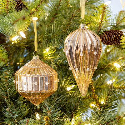 PLEATED PEARL EMBELLISHED GLASS ORNAMENT