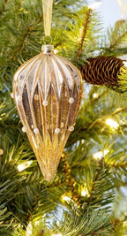 PLEATED PEARL EMBELLISHED GLASS ORNAMENT